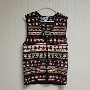 Katies Colorful Patterned Knit Vest, Women's 10. Grandma